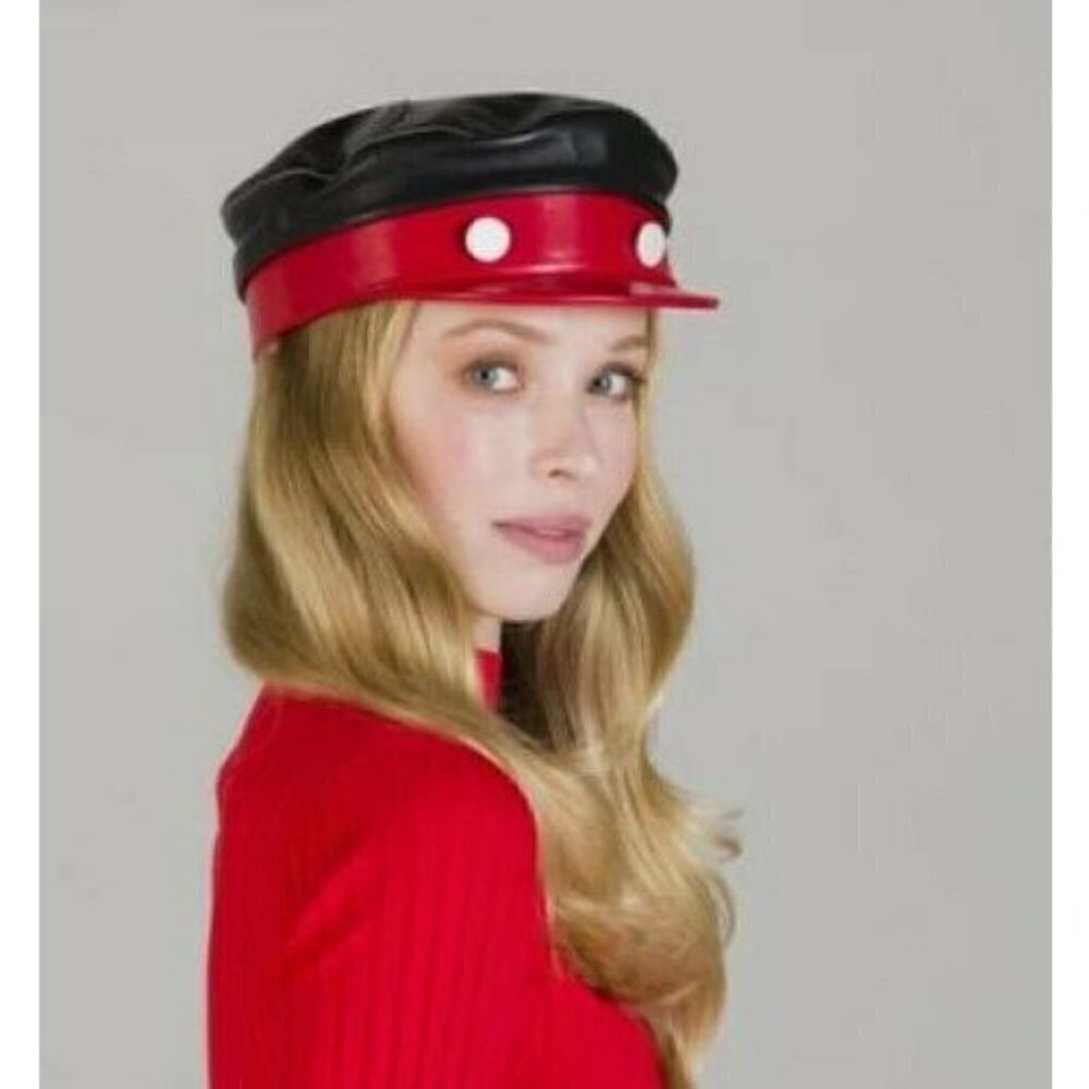 New Disney X Gigi Burris Millinery Steamboat Willie Leather Cap Hat